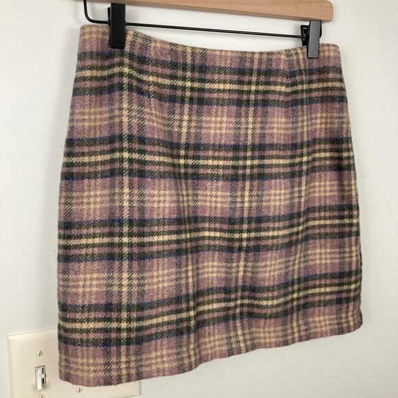 Vintage Womens 6 Wool Blend Pink Plaid Mini Skirt Preppy Soft Girl Academia FLAW - Picture 2 of 8